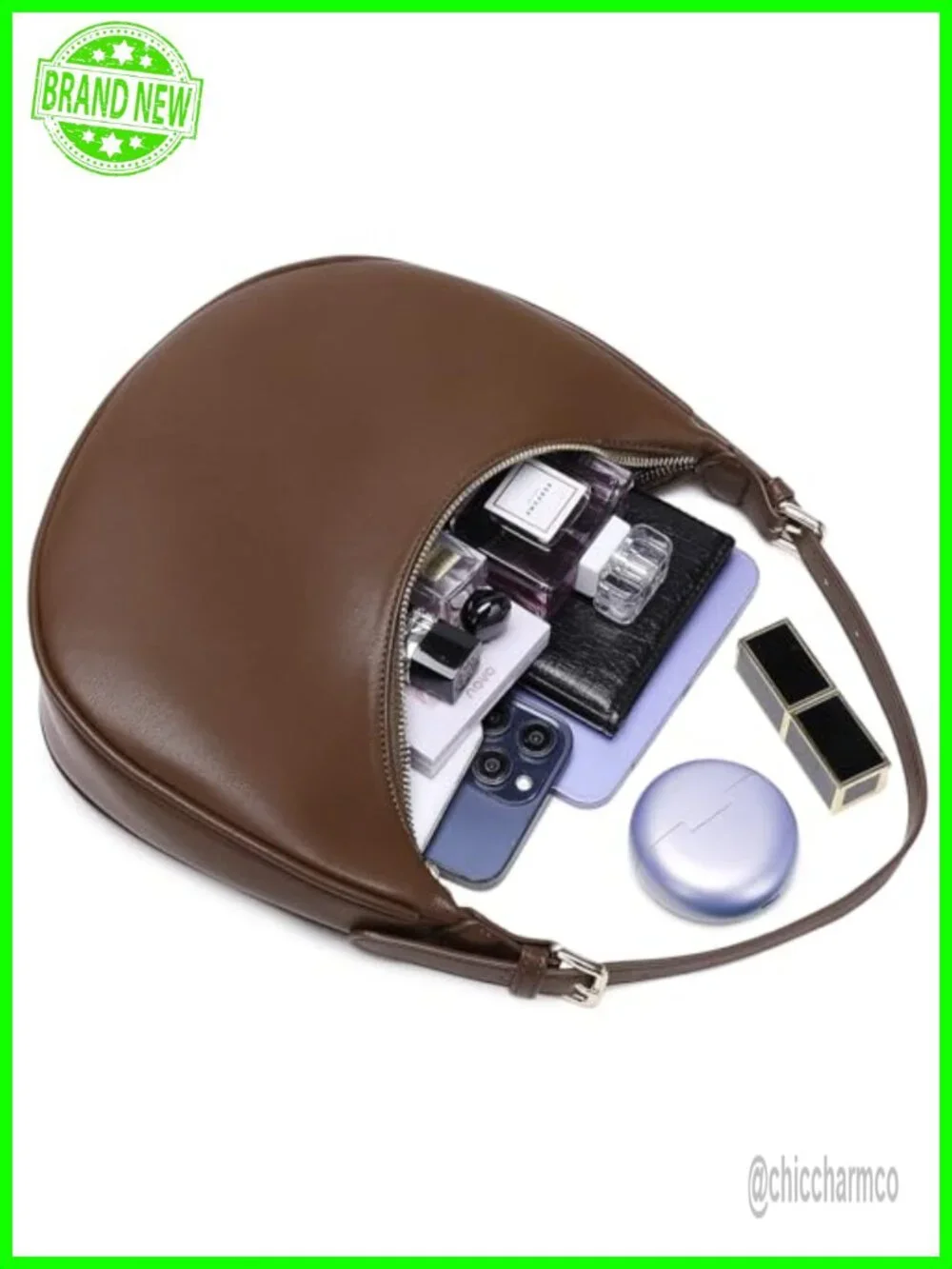 Small Crescent Faux Leather Hobo Shoulder Bag Crossbody Clutch